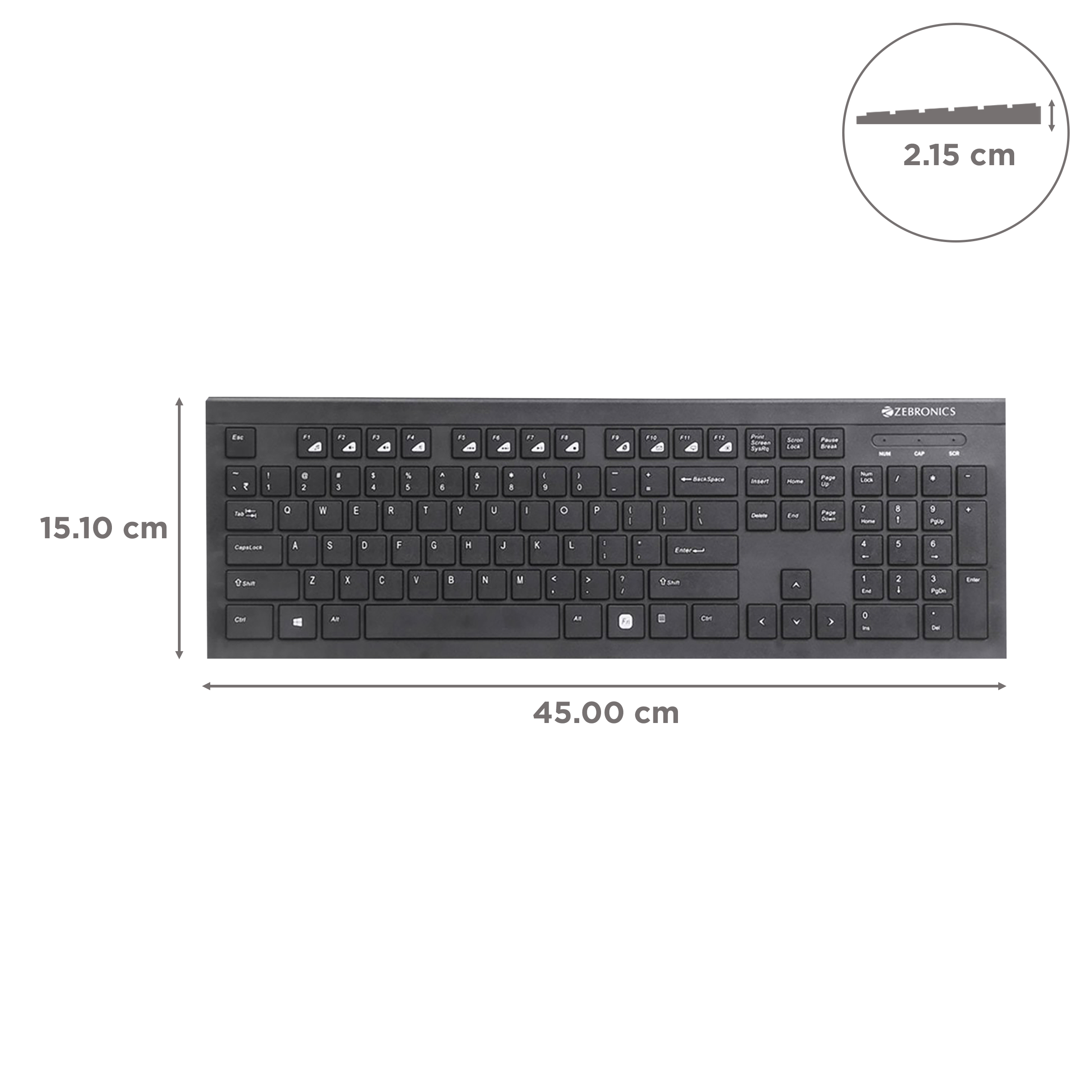 Buy Zebronics ZEB-DLK01 Wired Keyboard with Number Pad (UV Coated